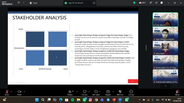 Pembahasan mengenai pemetaan aktor (Stakeholder Analysis) dalam pengambilan keputusan tata ruang oleh Yosi Rima Riana, S.P.W.K., M.P.W.K